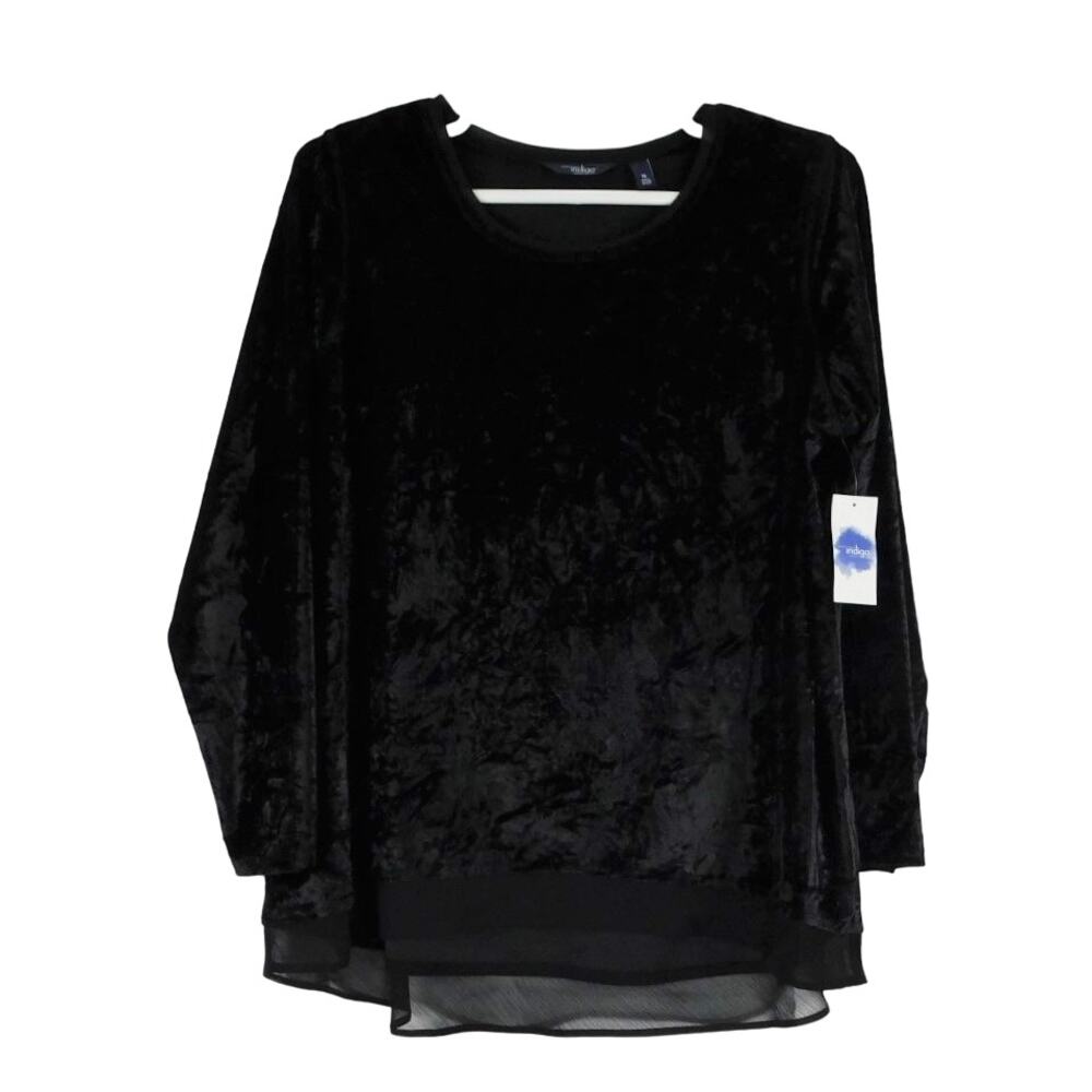 Great Northwest Indigo Black Polyester Spandex L/S Knit Top Womens 1X Shirt
